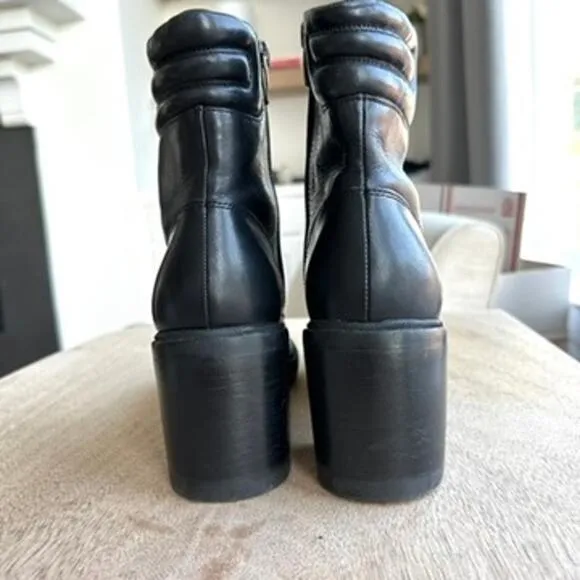 Marc Fisher Black Leather Studded Combat Boots Size 7.5, Streetwear, Grunge