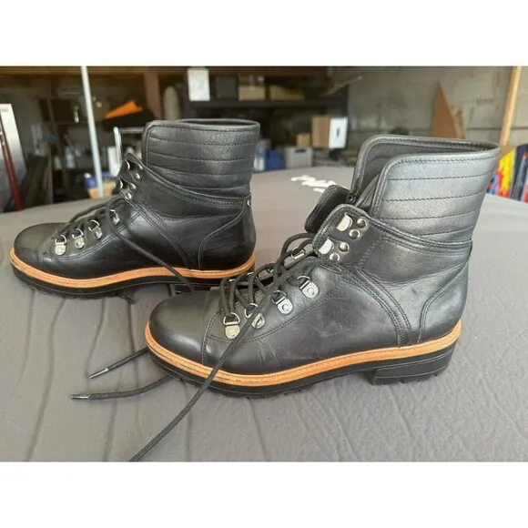 Marc Fisher Iston Combat Moto Leather Lace Up Hiker Boots Black 8M