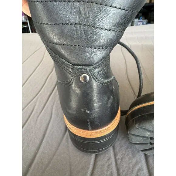 Marc Fisher Iston Combat Moto Leather Lace Up Hiker Boots Black 8M