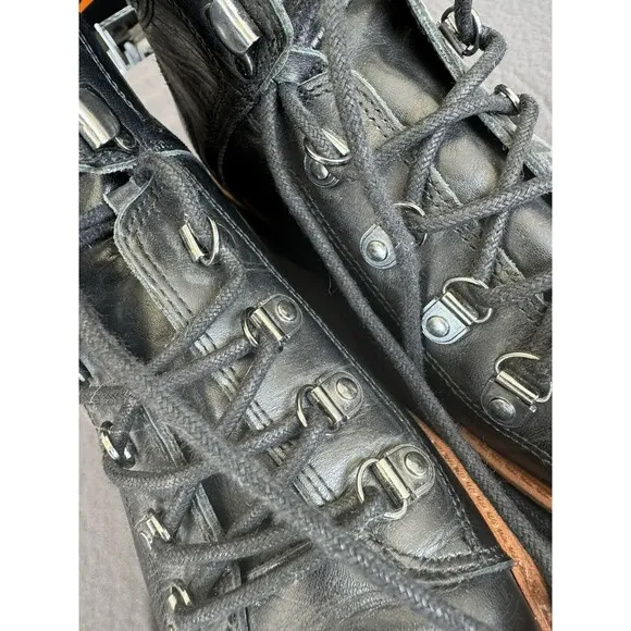 Marc Fisher Iston Combat Moto Leather Lace Up Hiker Boots Black 8M