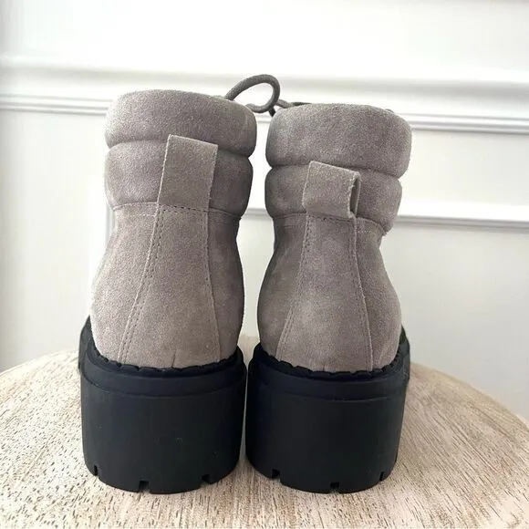 Marc Fisher Nairy Women’s Gray Hiking Boots Lace Up Shearling Sz 11 NWOB