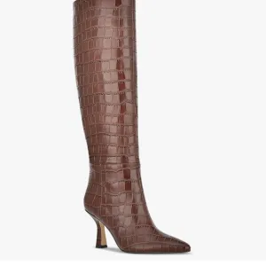Marc Fisher Womens Hallie Leather Heels Dress Boots Dark Brown Leather