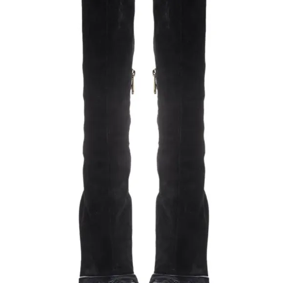 Marc Jacobs black suede knee high heel boots 8