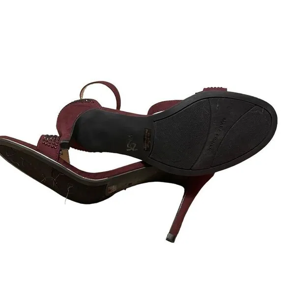 Mark Fischer Burgundy Rhinestone Heels Ankle Strap Sandals Heels Size 9 NEW