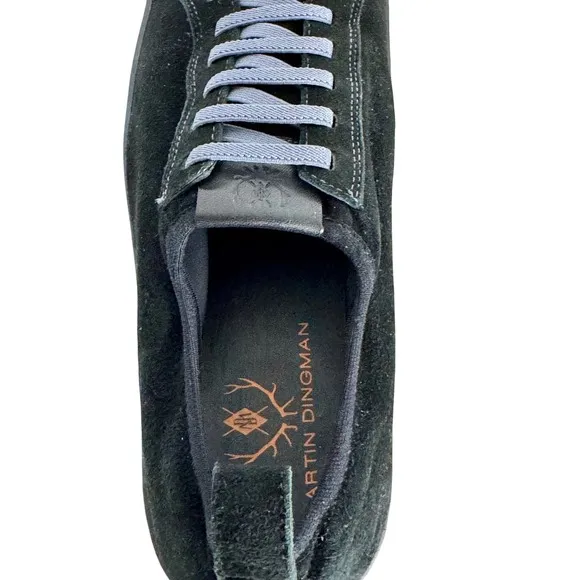 Martin Dingman Suede Leather Sneakers Casual Shoes Black Lace Up Sz 8.5