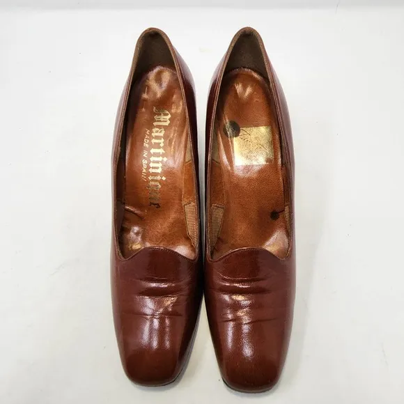 Martinique Womens Vintage Wedge Heels 6N Brown Leather Snake Skin Slip On Shoes