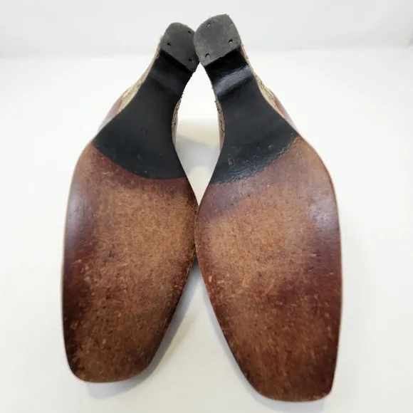 Martinique Womens Vintage Wedge Heels 6N Brown Leather Snake Skin Slip On Shoes