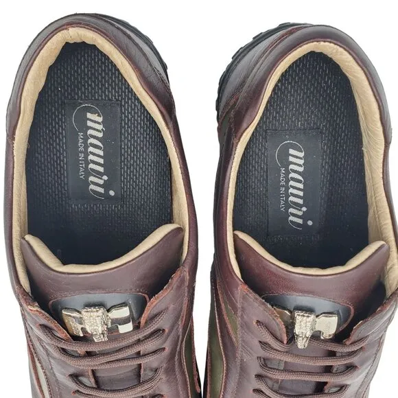 Mauri Exotic Alligator Men's 13 Green Brown Leather Dress Casual Shoes Sneakers