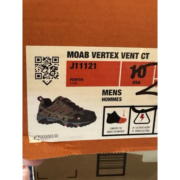 Men Sneakers Athletic Shoes Merrell Work Moab Vertex Vent Composite Toe Size 10