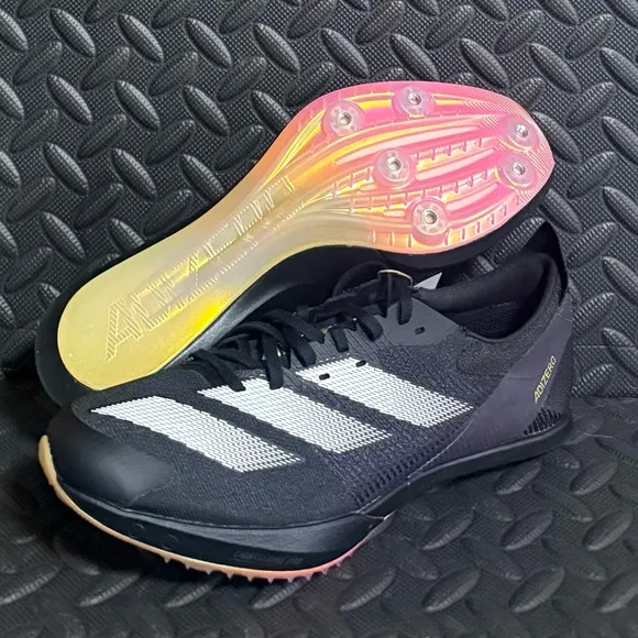 Mens Adidas‎ Athletic Track and Field Spikes Running Shoes Black Size 8