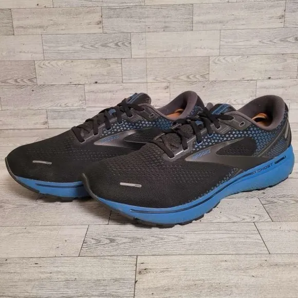Men's Brooks Ghost 14 Black Blue Running Sneakers Shoes Size 14