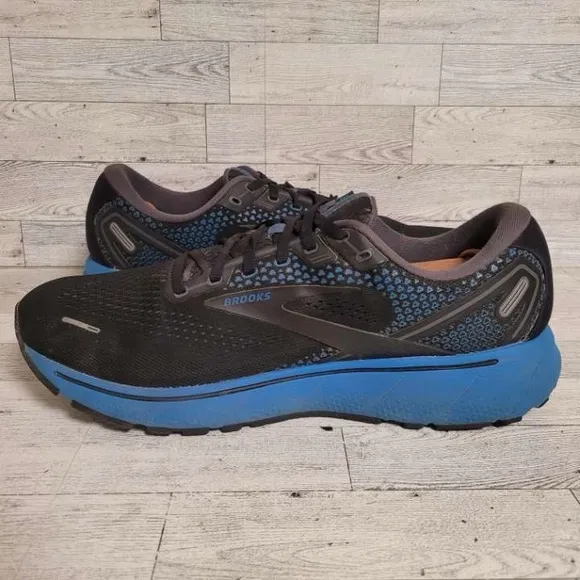 Men's Brooks Ghost 14 Black Blue Running Sneakers Shoes Size 14
