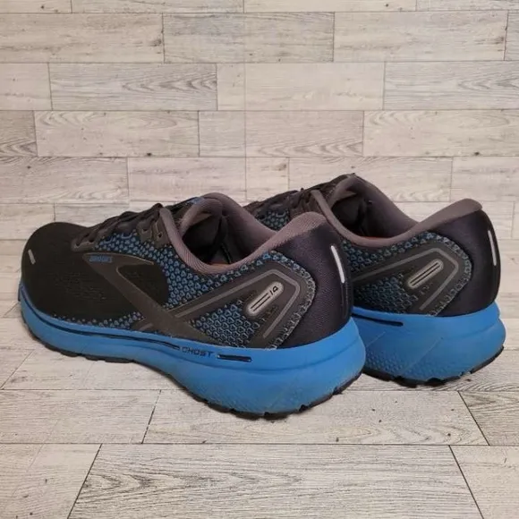 Men's Brooks Ghost 14 Black Blue Running Sneakers Shoes Size 14