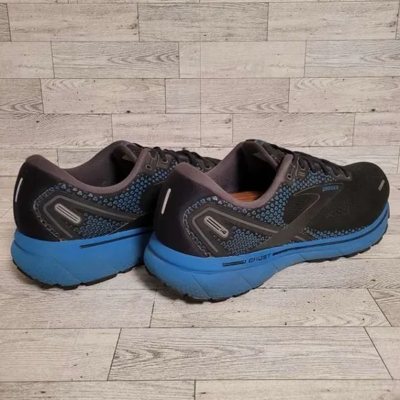 Men's Brooks Ghost 14 Black Blue Running Sneakers Shoes Size 14