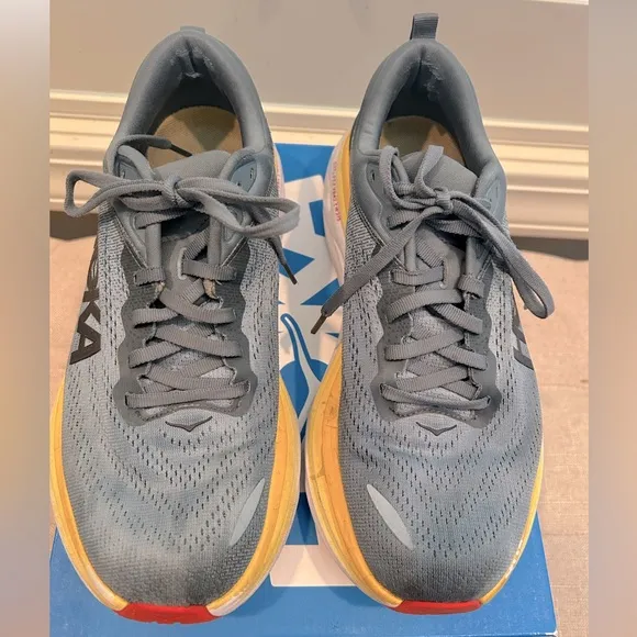Men’s Hoka Bondi 8 blue running shoes. Size 8.5