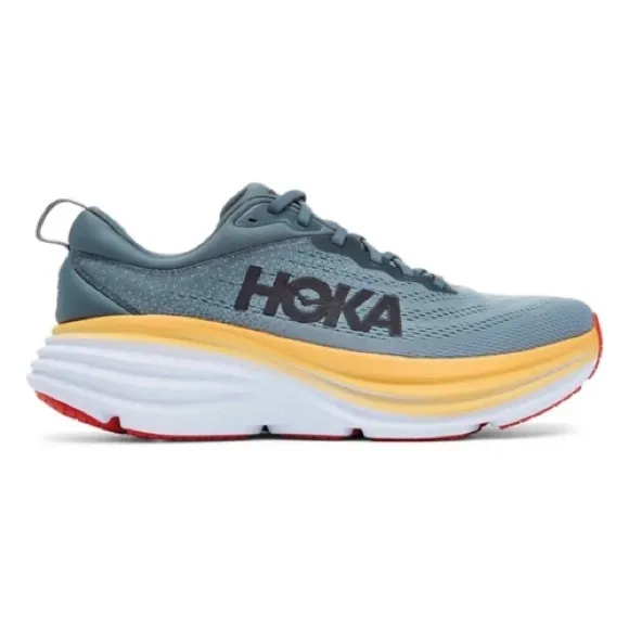 Men’s Hoka Bondi 8 blue running shoes. Size 8.5