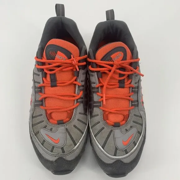 Men's Nike Air Max 98 Total Crimson Running Shoes Gray Orange Size‎ 12