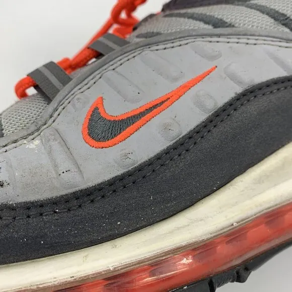 Men's Nike Air Max 98 Total Crimson Running Shoes Gray Orange Size‎ 12