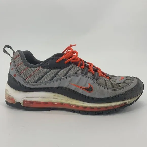 Men's Nike Air Max 98 Total Crimson Running Shoes Gray Orange Size‎ 12