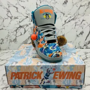 Men’s PATRICK EWING 33 HI X ACE VENTURA Grey | Sky Blue | Orange Sneakers NWT