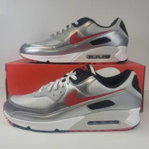 Men’s Size 14 Nike Air Max 90 'Silver Bullet' Dust Red Running Shoes DX4233-001