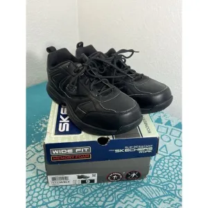 Men's Size 9 WIDE Fit SKECHERS Work shoes Dighton Slip Resistant &amp; EH 77111W/BLK