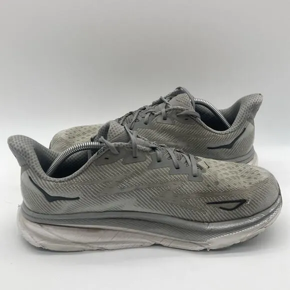 Mens Size12.5 2E Hoka Clifton 9 Harbor Mist Black Grey Running Shoes Sneakers