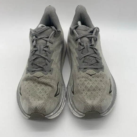 Mens Size12.5 2E Hoka Clifton 9 Harbor Mist Black Grey Running Shoes Sneakers