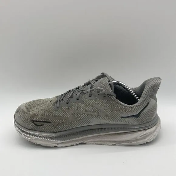Mens Size12.5 2E Hoka Clifton 9 Harbor Mist Black Grey Running Shoes Sneakers