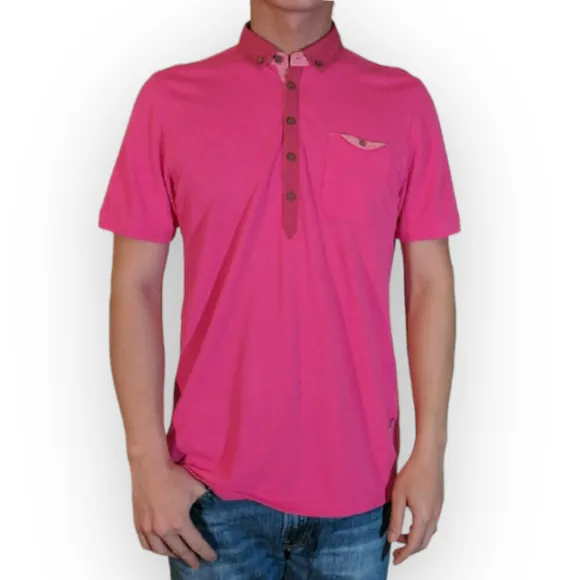 Men’s Ted Baker Pink Two Toned Norskep Polo Shirt Size 7