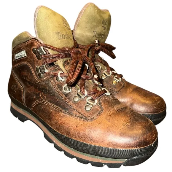 Men's Timberland Euro Hiker Mid Brown Full Grain Leather Hiking Boots