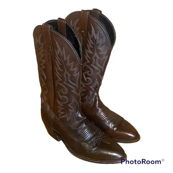 Mens Vintage Dan Post boots 9D dark chocolate brown western cowboy boots