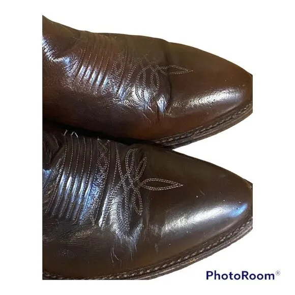 Mens Vintage Dan Post boots 9D dark chocolate brown western cowboy boots