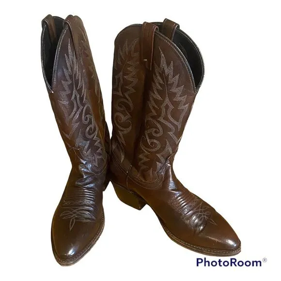 Mens Vintage Dan Post boots 9D dark chocolate brown western cowboy boots