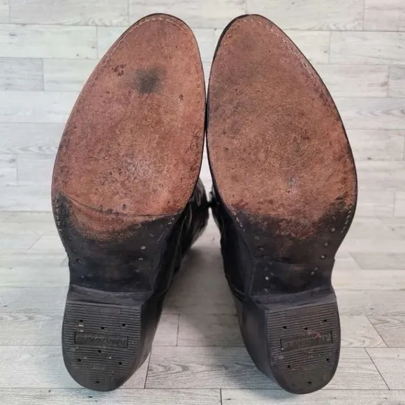 Men's Vintage Nocona Western Black Shark Leather Rodeo Cowboy Boots Size 8 D