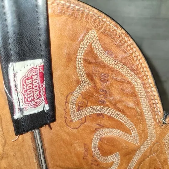 Men's Vintage Nocona Western Black Shark Leather Rodeo Cowboy Boots Size 8 D
