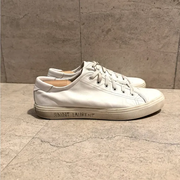 Men's White Leather Saint Laurent Sneakers