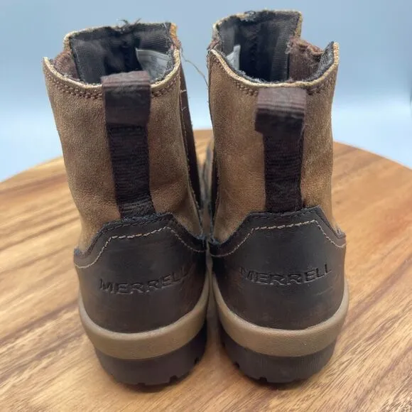 Merrell Emery Boots Womens Size 8 Brown Leather Slip On Ankle Shoes J42450