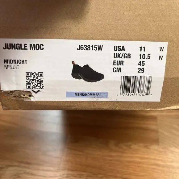 Merrell Jungle Moc Men's Black Suede Leather Slip-on Shoes Size 11 WIDE NEW