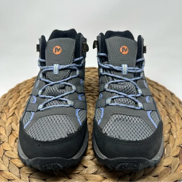 Merrell Moab 2 Hiking Waterproof Gray Blue Lace-Up Boots Size 6 Youth, 7.5 Women