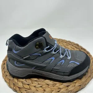 Merrell Moab 2 Hiking Waterproof Gray Blue Lace-Up Boots Size 6 Youth, 7.5 Women