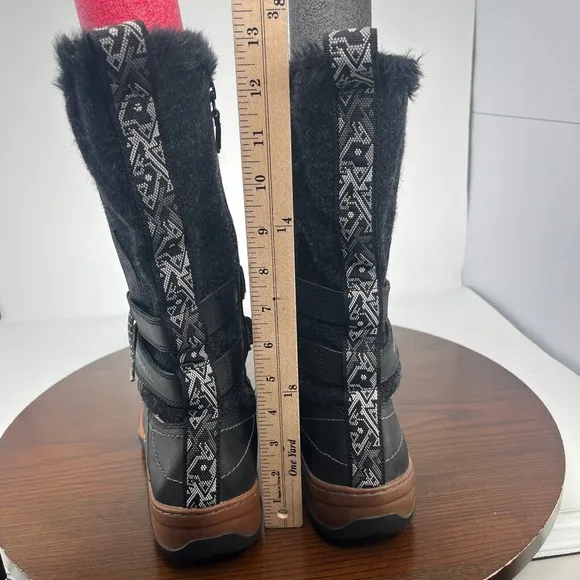 Merrell Sylva Boot Women's 11 Black Leather Faux Fur Side Zip Winter Shoe J02084
