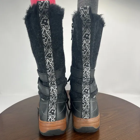 Merrell Sylva Boot Women's 11 Black Leather Faux Fur Side Zip Winter Shoe J02084