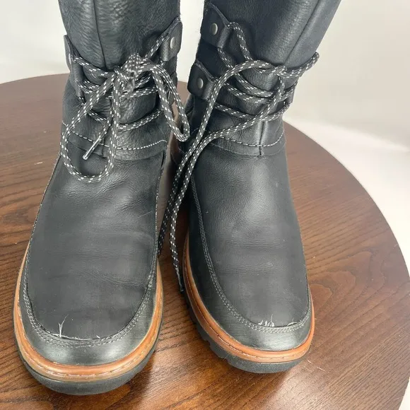 Merrell Sylva Boot Women's 11 Black Leather Faux Fur Side Zip Winter Shoe J02084