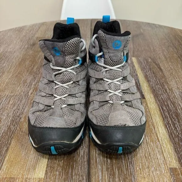 Merrell Women's Alverstone Mid Hiking Boots Grey/Teal Sz 10