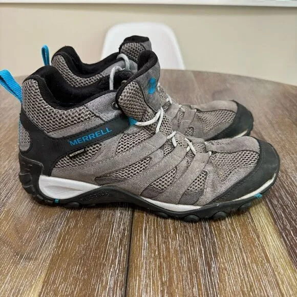 Merrell Women's Alverstone Mid Hiking Boots Grey/Teal Sz 10