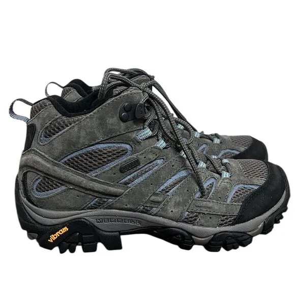 Merrell Womens Hiking Boots Size 7.5 Moab 3 Mid Waterproof Gray Outdoor
