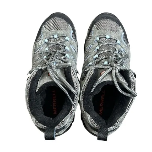 Merrell Womens Hiking Boots Size 7.5 Moab 3 Mid Waterproof Gray Outdoor