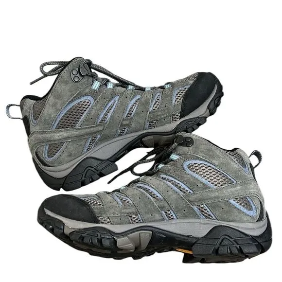 Merrell Womens Hiking Boots Size 7.5 Moab 3 Mid Waterproof Gray Outdoor