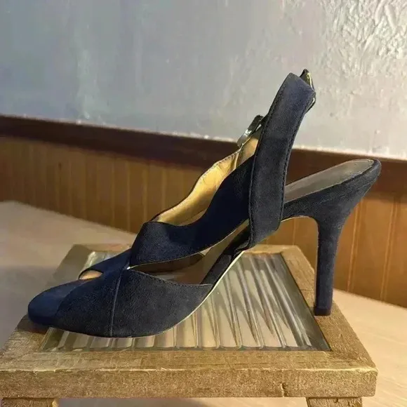 Michael Kors “Becky” Criss Cross Blue Suede Sandals